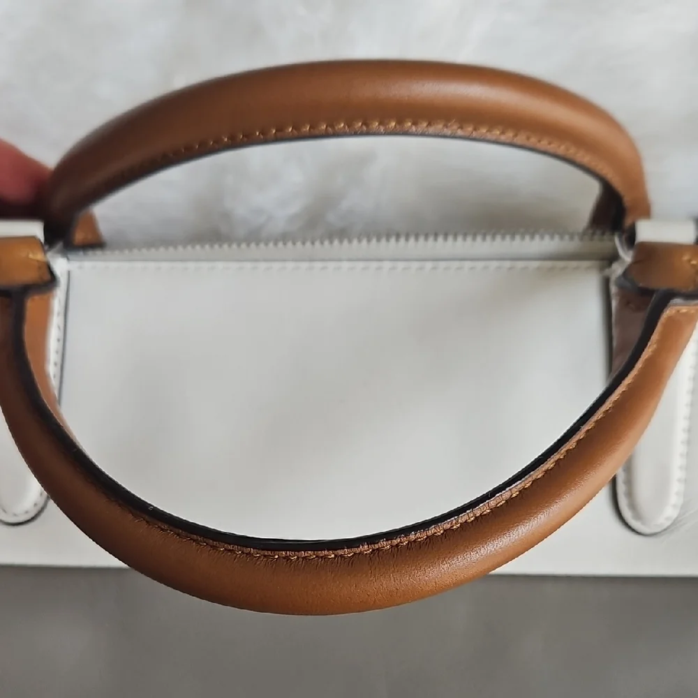 Coach Mini Borough Bag With Retro Colorblock Leather with Brown Handles